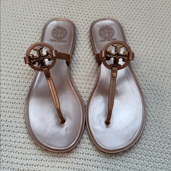 Tory Burch Mini Miller Flat Sandal Rose Gold Size 7 Style 51148678 - Picture 1 of 6